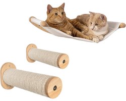 Katten Klimmuur XXL Met Hangmat - Klim Wand - Klimmuur Kat - Katten Hangmat – Kattenklimmuur & Kattenhangmat – 50 x 32 CM - Middelgrote en Grote Katten – 18KG