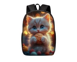 Katten Rugzak | Kittenpatroon Rugtas | Kitten met Bolletje Wol Rugzak | Kitten Rugzak | Baby Kat Rugzak |Schattige Rugzak | Dieren Rugzak | Rugzak Meisjes | Rugzak Jongens | Mooie rugzakken met Kittens | 15 - 20 liter | Kinder Rugzak