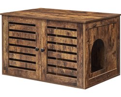 Kattenbak meubel - Kattenbakkast - Gesloten kattenhuis - Hout - Vintage bruin - 80x53x49,2 cm