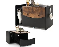Kattenbakkast – Kattenbak Meubel – Kattenbak Verstopper – Kattenbak Omkasten – Kattenbak Kast Bruin – Uittrekbare Lade – Ventilatie & Privacy