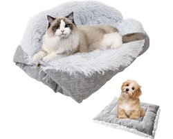 Kattenbed, wollig, kattendeken voor katten, 2-in-1 kattenslaapplaats, kattensofa, kattenbed, pluche, zacht, voor kat, kleine honden, wasbaar, kattenkussen, kat, slaapbed (60 x 50 cm)