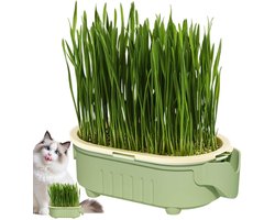 Kattengrasbak - Hydroponische kattengraspot - Kattengraspot - Kattengraspot - Pot voor het planten van kattengras - Pot voor tuinieren zonder aarde voor binnen - Met ventilatieontwerp - Geschikt voor balkon vensterbank - 16,4 × 8,8 × 5,1 cm - Groen