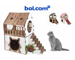 Kattenhuis – Dierenhuis – Kattenhuis van MDF – 67x39x65 cm – Kattenmeubel voor Binnen – Kattenhuisje – Kattenhuizen – Kattenhok – Kattenkooi