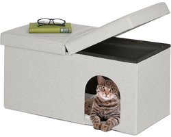 Kattenkast Opvouwbaar Stabiel Kattenhuis Zitbankje Indoor Meubel - Beige HxBxD 385 x 745 x 37 cm Kattenhol