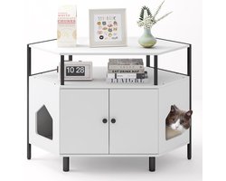 Kattenkast voor Hoek met 2 Deuren en Accessoire-opbergruimte | Kattentoilet en Kattenhuis