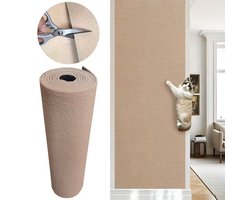 Kattenkrabmat -Zelfklevende Kattenkrabmat 300x40cm - XXL Meubelbeschermer voor Bank en Muur -Op maat te snijden krabmat voor katten- DIY Krabpaal Bekleding - Slijtvast Vilt voor Katten -Kaki