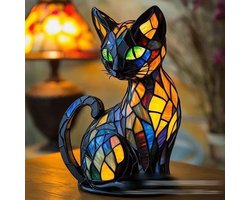 Kattenlamp - Retro Kat Tafellamp met Gebrand Glas Effect - 3D Dierlijk Nachtlampje - Cadeau voor Kattenliefhebbers - Stijl Kat