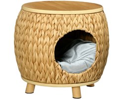Kattenmand - Kattenhol - Met Kussen - Kattenhut - Bijzettafel - 2 in 1 Kattenmand - Dierenmand - Rotan - Kattenhol