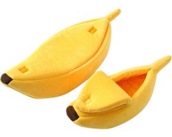 Kattenmand - Kleur: Geel - Banaan Mand voor Kat & Poes - Warm & Comfortabel - Hoge Kwaliteit & Extra Zacht - Maat: Medium - Afmeting: 51*20*15cm - Dierenmand - Huisdierkussen - Slaapplek voor Poes