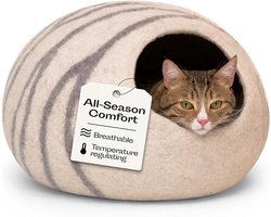 Kattenmand Wol - Handgemaakte Merino Wollen Kattenhol - Gezellig Kattenhuisje voor Binnen - Vilten Kattenbed voor Kittens en Katten - Lichtgrijs