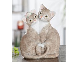 Kattenpaar Nala & Nico polyresin 19 cm hoog - figuur interieur - beeld - polystone - decoratie voor binnen - interieurdecoratie - zomercollectie - herfstcollectie - wintercollectie - geschenk - cadeau - gift - verjaardag - Kerst - Nieuwjaar