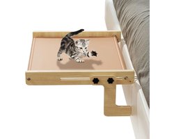 Kattenraam Baars - Vensterbank Stoel - Ontspannen Observatie - Zonder Boren Montage - 43.5 x 39 x 16.5 cm - Houtkleur