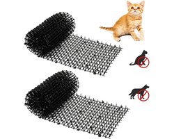 Kattenverjager Set met Doornenmatten – 2 Stuks – 200x28 cm – Katten Afweer met 16 U-Vormige Grondankers – Anti Kat Barrière met Spikes – Dierenwering voor Tuin, Schutting, Planten en Meubels – Veilig & Diervriendelijk