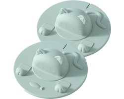 Kattenvormige Mokdeksel - Thee Accessoire - Dranken Warm Houden - Met Sleuf Voor Zakje - 10 cm Diameter - Paars
