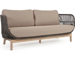 Kave Home - Catalina 3-zitsbank gemaakt met groen touw en FSC massief acaciahout 170 cm