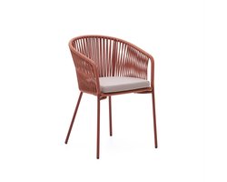 Kave Home - Yanet terracotta touwstoel met gegalvaniseerde stalen poten