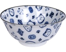 Kawaii Bowls - Lucky Cat Kom - wit/blauw - 14.8 x 7cm - 500ml