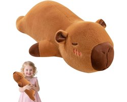 Kawaii Capibara pluche kussen 50 cm - Realistisch dier voor kinderen en huisdecoratie - Zacht en knuffelbaar - Bruin kleurig