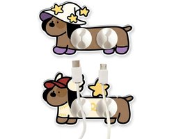Kawaii Kabelhouder voor Bureau - 2 Stuks Acryl Design Teckel Hond voor Kabelbeheer en Oplader, Schattige Bureau Accessoires voor Studenten en Thuiswerk
