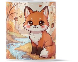 Kawaii Mok Vosje Herfst - Schattig Vosje Beker met Eikeltjes - Autumn Vibes Forest Design - Cadeau voor haar: Vrouw, Vriendin of Collega - Oranje Bosdieren Koffiemok - Lief Dierencadeau - Decoratieve Thee Mok Kantoor - Kawaii Series