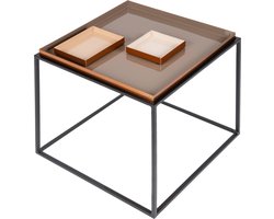 Kayoom - Bijzettafel Serra - Bruin/Creme - 40x40x40cm (LxBxH)