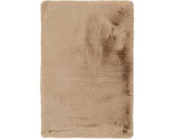 Kayoom - Hoogpolig Badkamer Tapijt - Wasbaar - Beige - 65 x 100cm - Antislip - Douchemat - Badmat - WC mat - Badkamermat