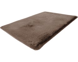 Kayoom - Hoogpolig Badkamer Tapijt - Wasbaar - DonkerBeige - 50 x 90cm - Antislip - Douchemat - Badmat - WC mat - Badkamermat