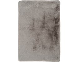 Kayoom - Hoogpolig Badkamer Tapijt - Wasbaar - Lichtgrijs - 50 x 90cm - Antislip - Douchemat - Badmat - WC mat - Badkamermat