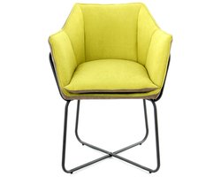 Kayoom Marietta Lounge Stoel| Eetkamerstoelen| Woonkamer, Eetkamer| Hoog Zitcomfort |Groen/Taupe