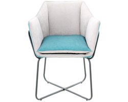 Kayoom Marietta Lounge Stoel| Eetkamerstoelen| Woonkamer, Eetkamer| Hoog Zitcomfort | Petrol/Grijs