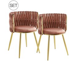 Kayoom - Milla 125 - Eetkamerstoel - Stoel - Oud Roze - Set van 2