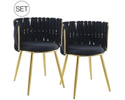 Kayoom - Milla 125 - Eetkamerstoel - Stoel - Zwart - Set van 2