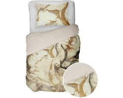 Kayori Dekbedovertrek - Multi Cream Print Satijn - B 140 x L 200 cm/B 140 x L 220 cm - 1-persoons Omkeerbaar - KAY008360-140 x 200-220 cm