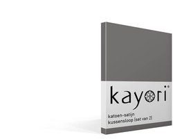 Kayori Edo - 2 kussenslopen - Satijn-katoen - 60x70 cm - Antracite