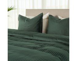 Kayori Elin Dekbedovertrek Katoensatijn - 240x200-220 cm +2 slopen - Lits-jumeaux - Donkergroen