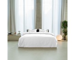 Kayori Emma Dekbedovertrek Katoensatijn - 240x200-220 + 2 slopen - Lits-jumeaux - Wit