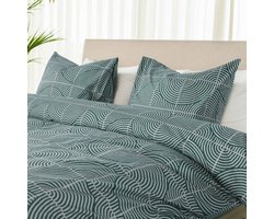 Kayori Haya Dekbedovertrek Katoen - 140x200-220 + 1 sloop - Zacht & Ademend - Eenpersoons - Blauw