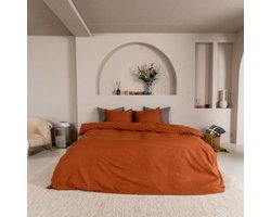 Kayori Kai Dekbedovertrek Katoen - 240x200-220 + 2 slopen - Lits-jumeaux - Biologisch Katoen - Bruin