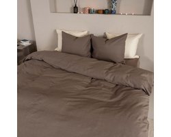 Kayori Kai Dekbedovertrek Katoen - 240x200-220 + 2 slopen - Lits-jumeaux - Biologisch Katoen - Taupe