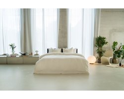 Kayori Saya Dekbedovertrek Katoensatijn - 200x200-220 + 2 slopen - Tweepersoons - Biologisch Katoen - Offwhite