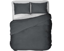 Kayori Saya Dekbedovertrek Katoensatijn - 260x200-220 + 2 slopencm - Lits-jumeaux - Biologisch Katoen - Zwart