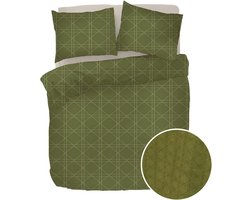 Kayori Shizu Dekbedovertrek - Green Effen Satijn - B 140 x L 200 cm/B 140 x L 220 cm - 1-persoons Anti-allergisch - KAY004514-B 140 x L 200/220 cm