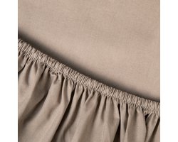 Kayori Shizu Hoeslaken Perkal - 100x200cm - Matrasdikte 35cm - Rondom Elastiek - Biologisch Katoen - Strijkvrij - Taupe