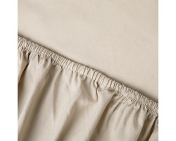 Kayori Shizu Hoeslaken Perkal - 200x200cm - Matrasdikte 35cm - Rondom Elastiek - Biologisch Katoen - Strijkvrij - Zand