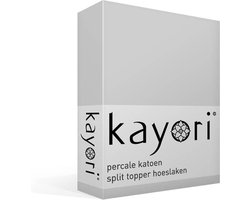 Kayori Shizu - Percale katoen - Split-topper - Hoeslaken - Tweepersoons - 160x200 cm - Zilvergrijs