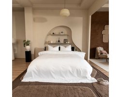 Kayori Taga Dekbedovertrek Katoensatijn - 140x200-220 + 1 sloop - Eenpersoons - Hotelkwaliteit - Wit