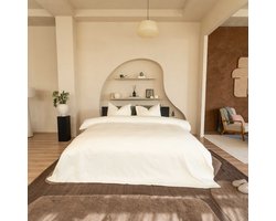 Kayori Taga Dekbedovertrek Katoensatijn - 240x200-220 + 2 slopen - Lits-jumeaux - Hotelkwaliteit - Offwhite