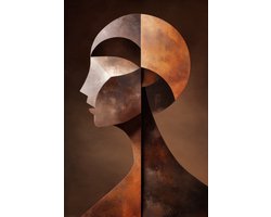 K&C Art (Aluminium schilderij) 40x60cm | Industrieel portret vrouw - gezicht - geometrisch - metaal/staal look - roest - kunst | Woonkamer - slaapkamer - hal - kantoor | Foto schilderij print op dibond - wanddecoratie - muurdecoratie - wall art