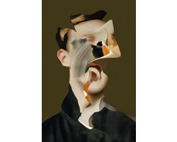 K&C Art (Aluminium schilderij) 80x120cm | Abstract portret man in Picasso stijl - mens - gezicht - modern - kunst | Woonkamer - slaapkamer - hal - kantoor | Foto schilderij print op dibond - wanddecoratie - muurdecoratie - wall art