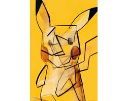K&C Art (Aluminium schilderij) 80x120cm | Pikachu abstract - Pokémon - geel - zwart - bruin - modern - kunst | Woonkamer - slaapkamer - hal - kantoor | Foto schilderij print op dibond - wanddecoratie - muurdecoratie - wall art